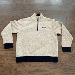 Patagonia Men's Woolyester Fleece 1/4-Zip Pullover Oatmeal-Navy Trim Size Large